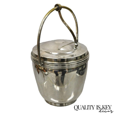 Vintage Sheffield Silver Plated MCM Modern Reticulating Hinge Bar Ice Bucket