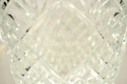 Vintage "1997 Ben Miller Memorial Winner" Diamond Cut Crystal Glass Ice Bucket