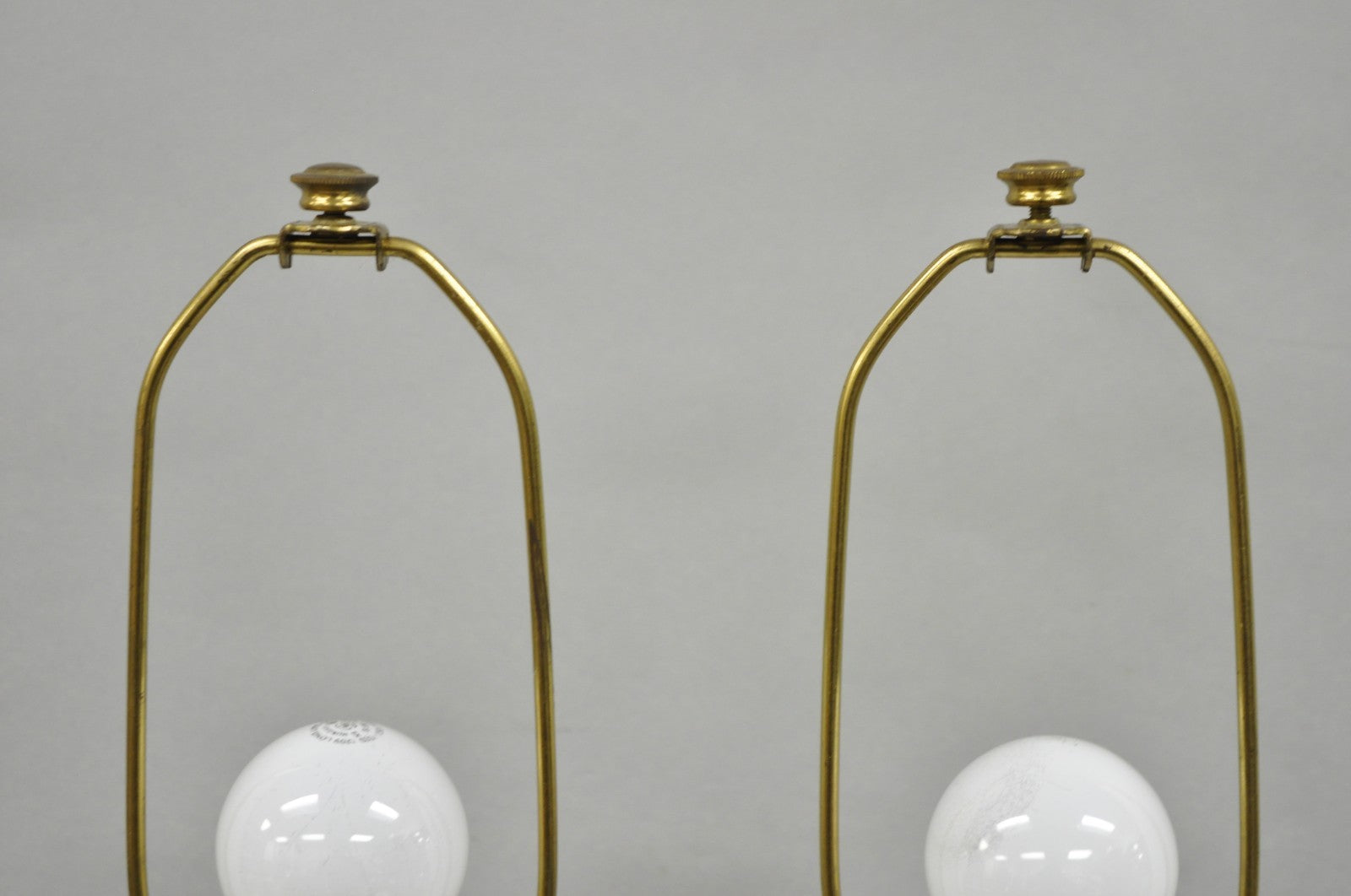 Vintage Stiffel Empire Style Burnished Brass & Porcelain Table Lamps (C) - Pair