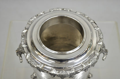 Antique English Victorian Wolf Handle Silver Plated Champagne Chiller Ice Bucket