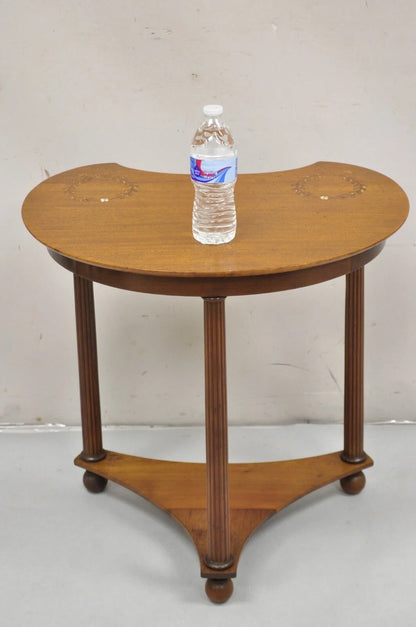 Antique French Empire Mahogany Mother of Pearl Wreath Inlay Accent Side Table