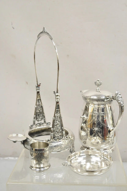 Rogers Smith & Co Silver Plated Victorian Tilting Lemonade Water Pitcher w Stand