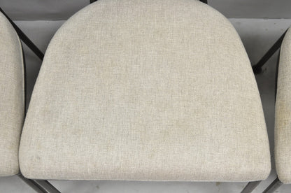 Contemporary Modern Metal Frame Oval Back Upholstered Dining Side Chair Set of 4
