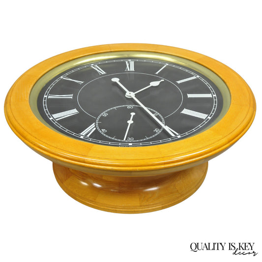 Vintage 1978 Paul Persoff Design Large 48" Custom Working Clock Coffee Table