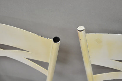 Vintage Modern Metal White Painted Swivel Amisco Counter Bar Stool - Set of 4