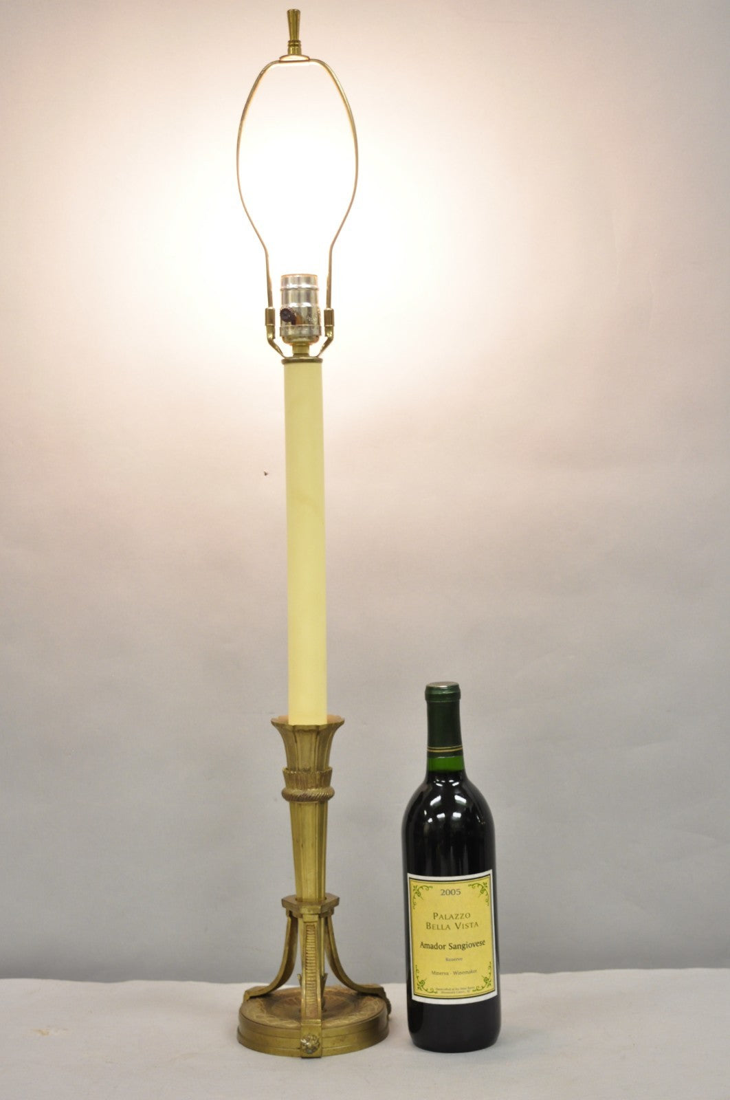 Antique French Empire Neoclassical Bronze "Torch & Arrow" Candlestick Table Lamp