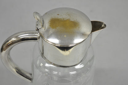 Antique Victorian German Silver Plated Cut Crystal Glass Lemonade Water Pitcher