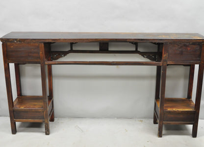 Antique Chinese Carved Hardwood Altar Console Table Sideboard Buffet w/ Drawers