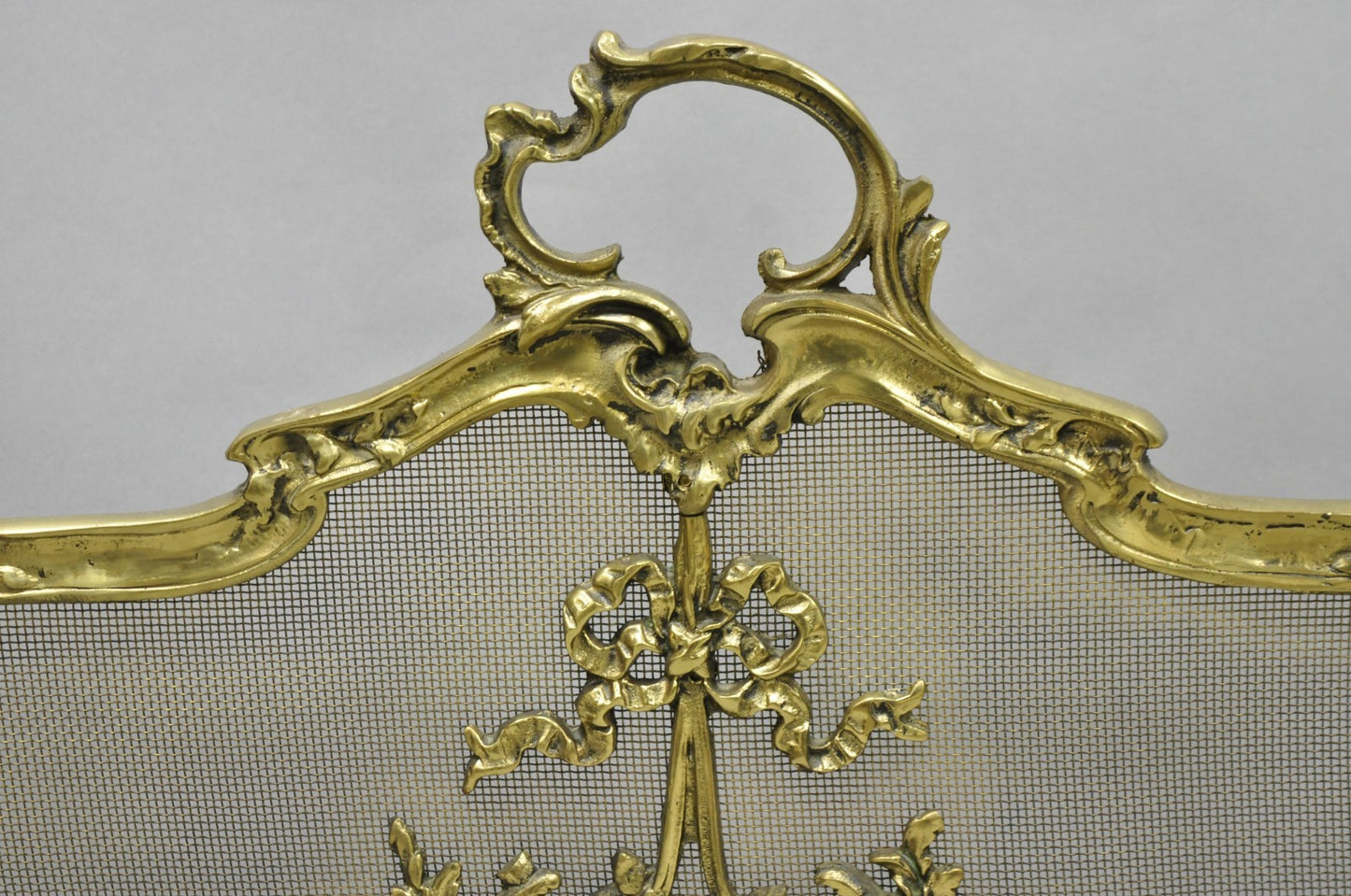 Antique French Rococo Louis XV Bronze Fireplace Firescreen Fire Screen w/ Birds