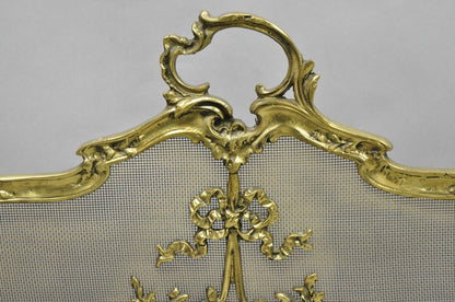 Antique French Rococo Louis XV Bronze Fireplace Firescreen Fire Screen w/ Birds