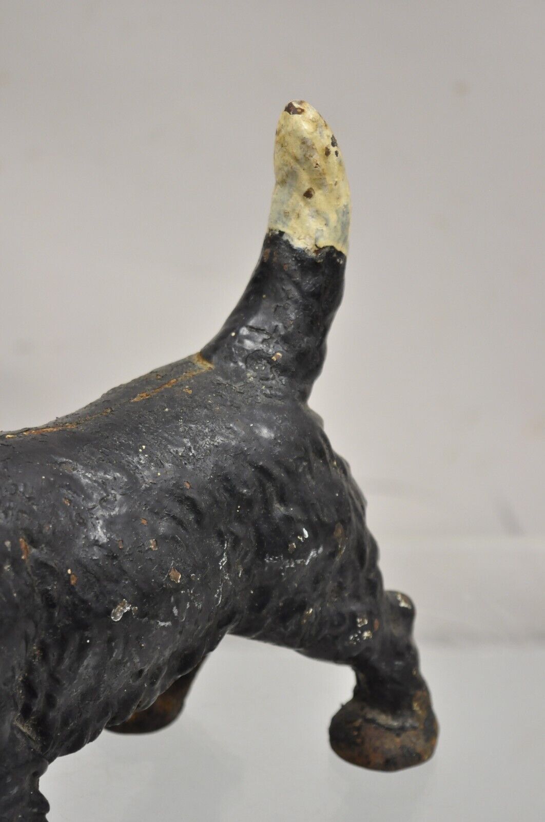 Antique Victorian Cast Iron Small Scottie Dog Metal Black Painted Door Stop