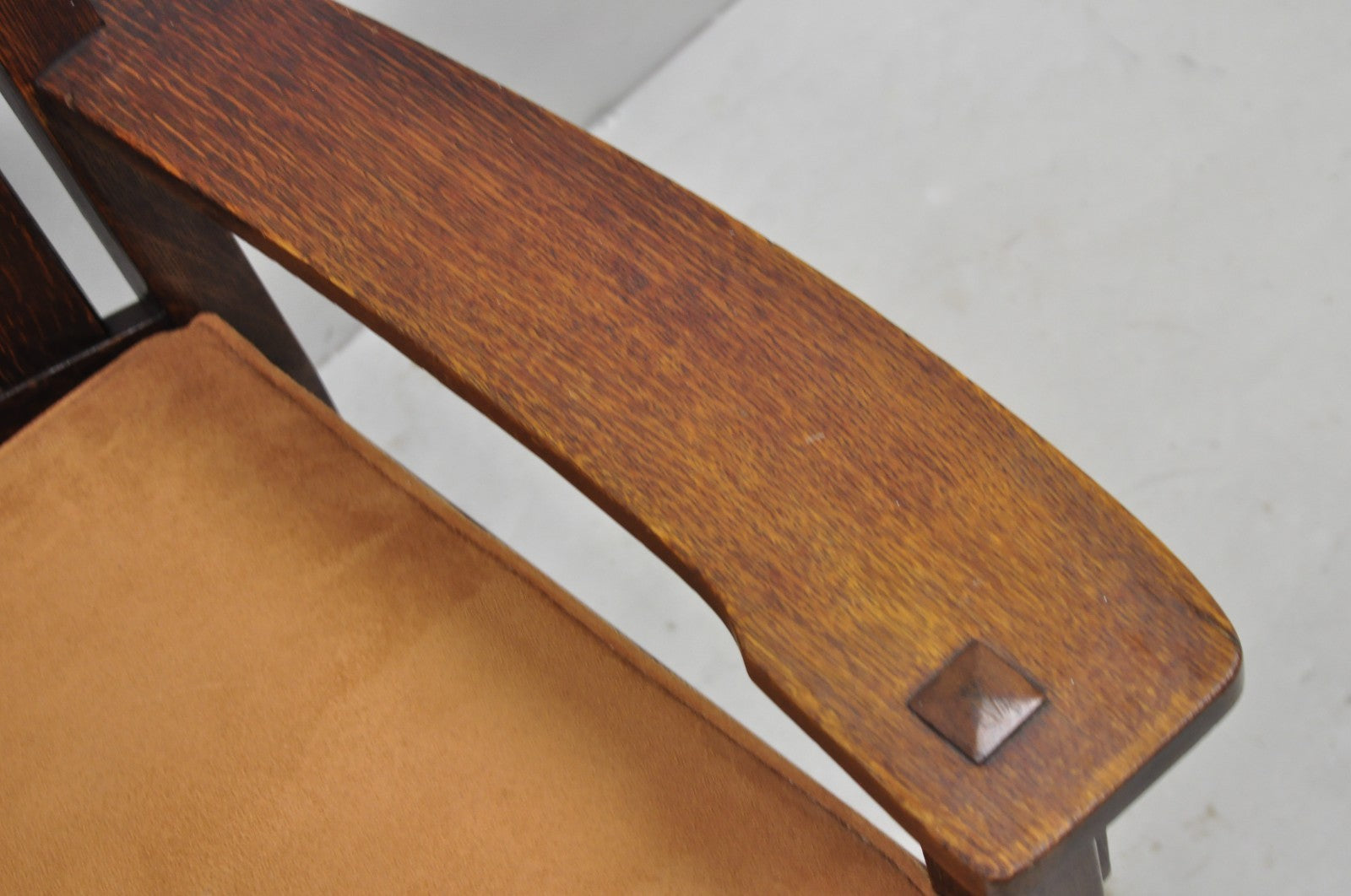 Antique Stickley & Brandt Mission Oak Arts & Crafts Arm Chair with Drop Seat