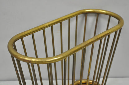 Vintage Gatco Mid Century Modern Solid Brass Spindle Modernist Magazine Rack