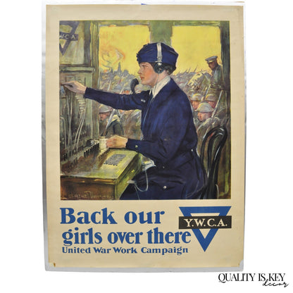 Original 1918 YWCA WWI Poster 'Back Our Girls Over There' by Clarence Underwood