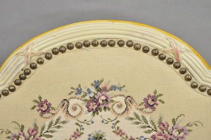 Vintage French Louis XV Style Cream & Pink Painted Boudoir Slipper Chair - Pair