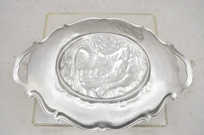 Vintage Lenox Retired Large Rooster Pewter Metal Holiday Serving Platter Tray