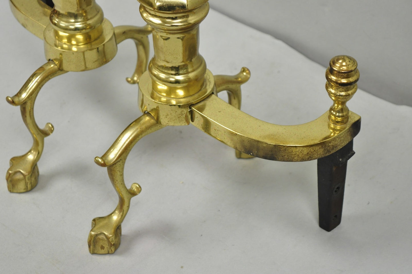 The Harvin Co Vintage Brass Federal Style Branch Foot Fireplace Andirons - Pair
