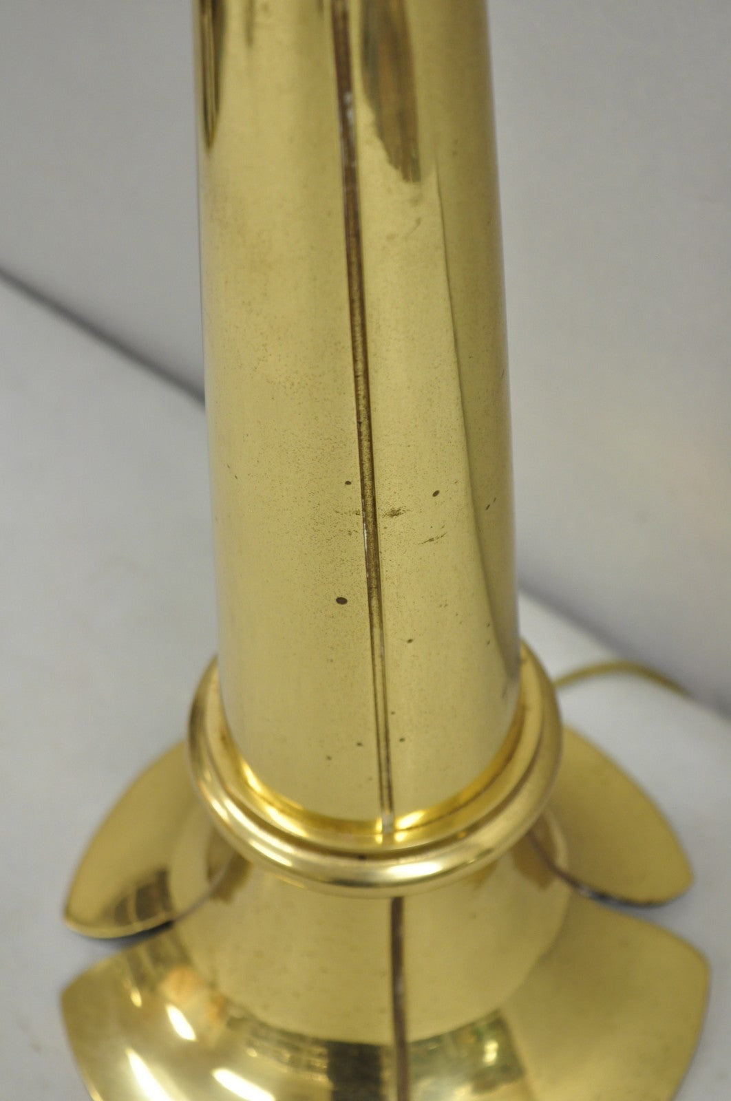 Vintage Remington Hollywood Regency Brass Lotus Flower Candlestick Table Lamp