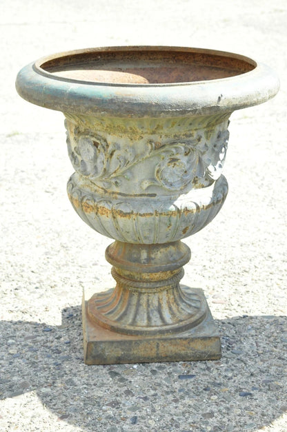 French Classical Style Cast Iron 28" Garden Campana Urn Outdoor Planter Pot