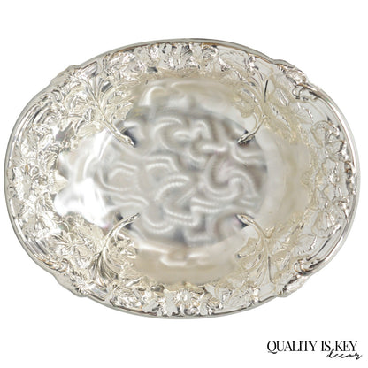 Vintage WMF Germany Ikora Silver Plated Brass Floral Repousse Nut Dish Bowl