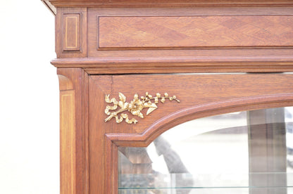 Antique French Louis XVI Style 94" Curio China Display Cabinet Bookcase w Bronze