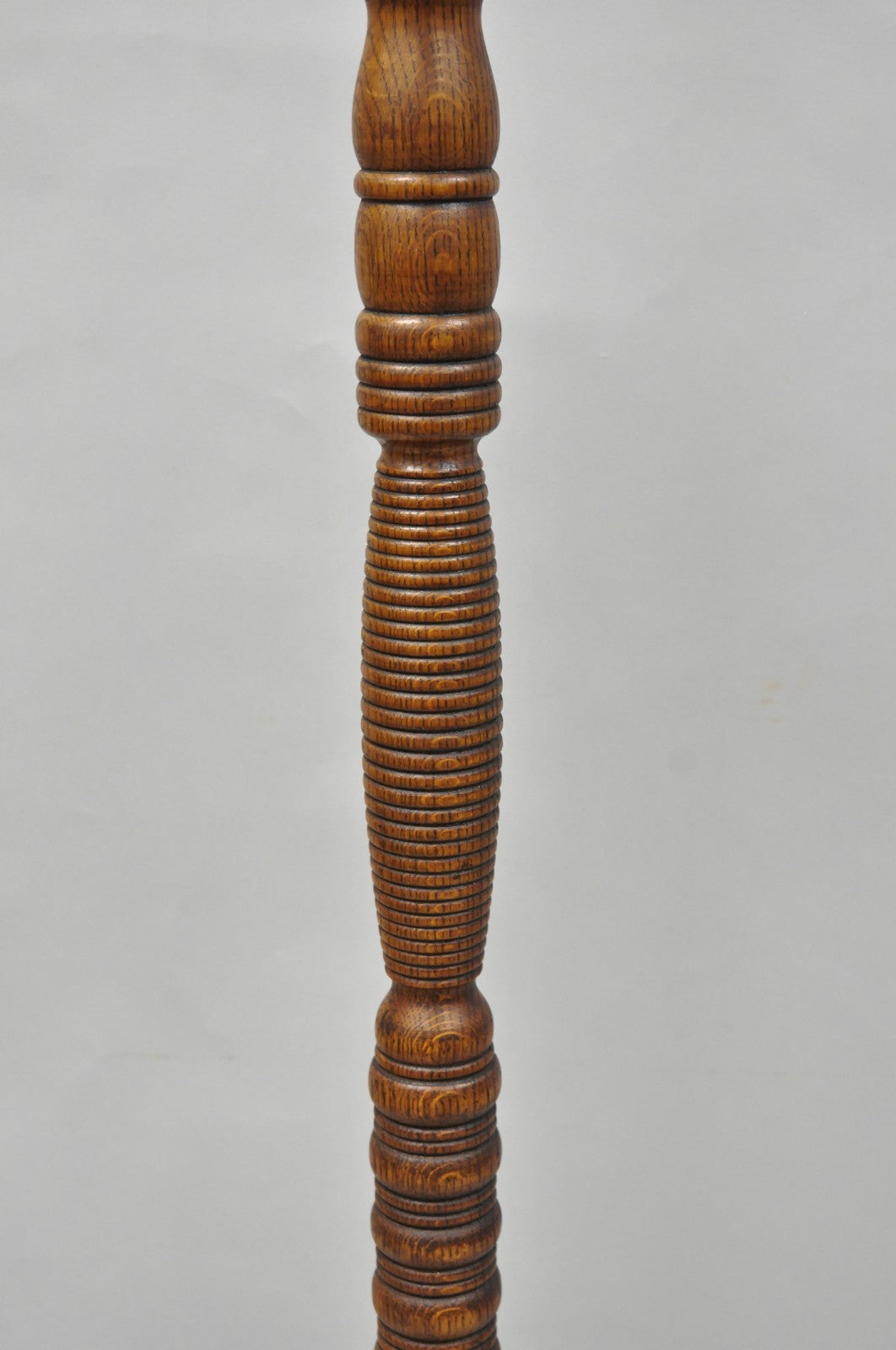 Antique Arts & Crafts Mission Oak Wood Carved Hoof Foot Standing Coat Rack Tree