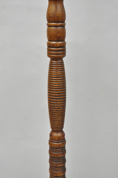 Antique Arts & Crafts Mission Oak Wood Carved Hoof Foot Standing Coat Rack Tree