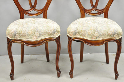 Antique Victorian Mahogany Pretzel Balloon Back Parlor Side Chairs - a Pair