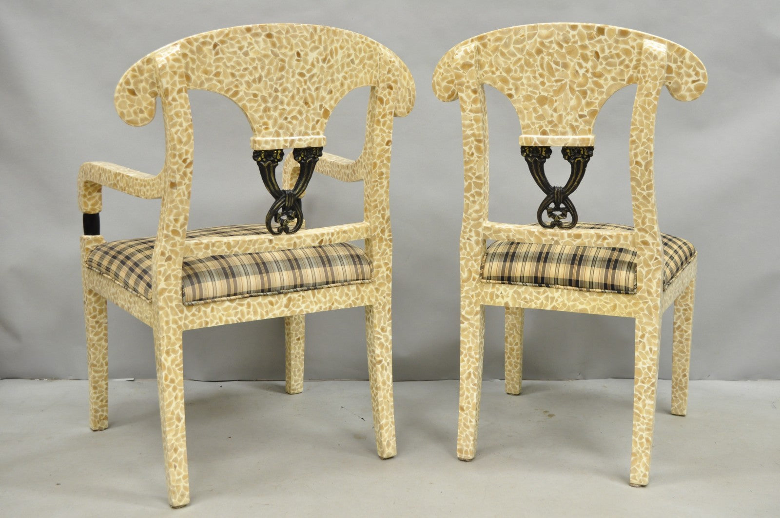 Enrique Garcel Tessellated Stone Inlay Regency Style Dining Chairs - Set of 6