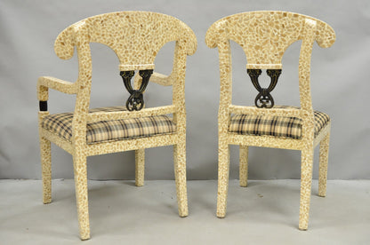 Enrique Garcel Tessellated Stone Inlay Regency Style Dining Chairs - Set of 6