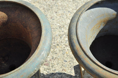 French Classical Style Cast Iron 28" Garden Campana Urn Outdoor Planter Pot