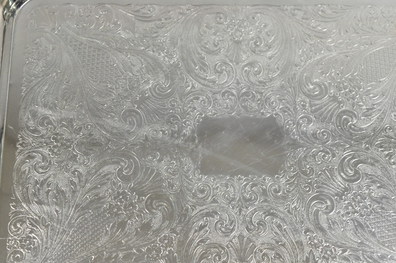 Vintage Sheridan Victorian Silver Plated Ornate Bar Serving Platter Tray