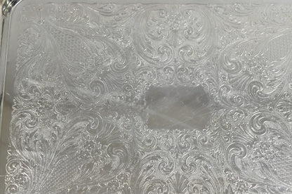 Vintage Sheridan Victorian Silver Plated Ornate Bar Serving Platter Tray