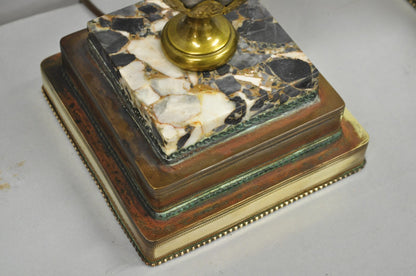 Antique French Empire Neoclassical Marble Urn Brass Candelabra Table Lamp Pair
