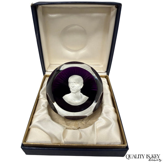Franklin Mint 1976 Baccarat France Julius Caesar Purple Sulphide Paperweight