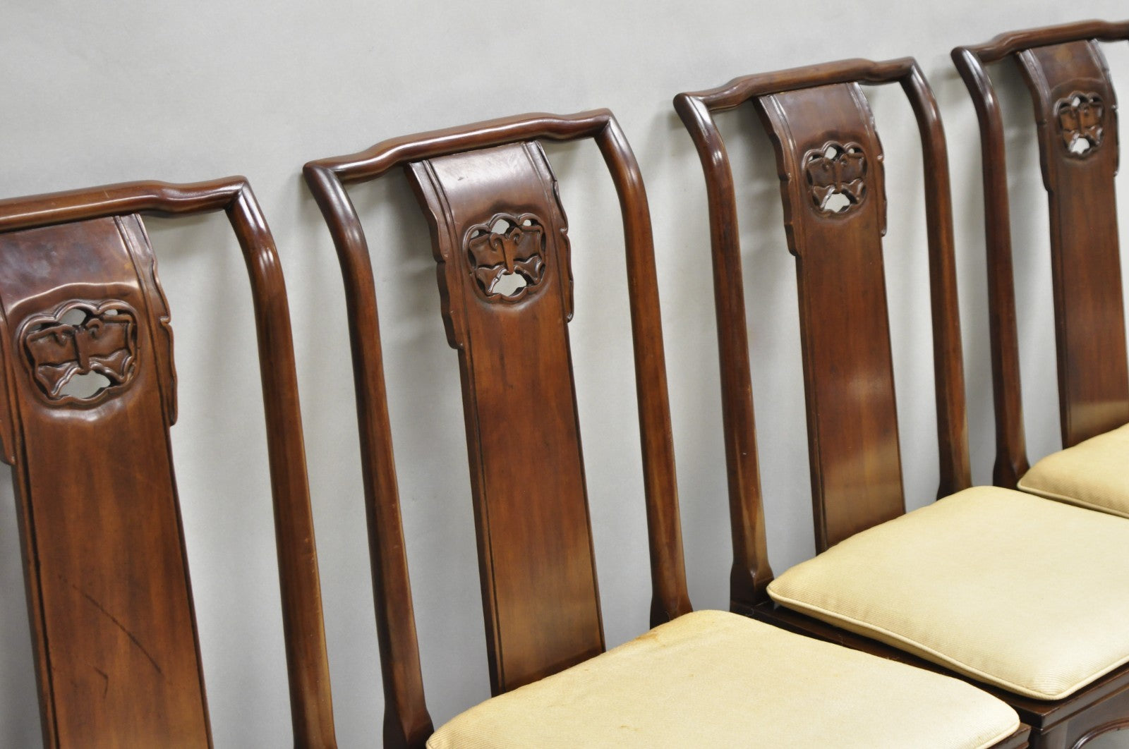 Vintage Drexel Heritage Oriental Ming Treasures Mahogany Dining Chair - Set of 4