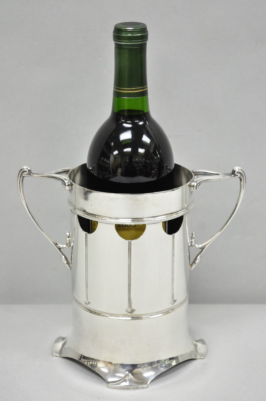Roberts and Belk Art Nouveau Silver Plated Champagne Chiller Wine Bottle Coaster