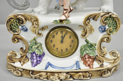 Vintage Roman Classical German Porcelain Figural Elephant & Soldier Mantel Clock