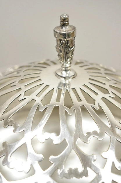 Antique Wallace Bros & Co. Victorian Silver Plated Reticulated Lid Butter Dish