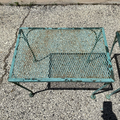 Vintage Woodard Wrought Iron Green Garden Patio Nesting Side Tables - 2 Pcs