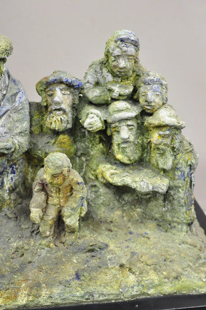 "Tashlich" by Samuel M Segal Judaism Vintage Brutalist Green Plaster Sculpture