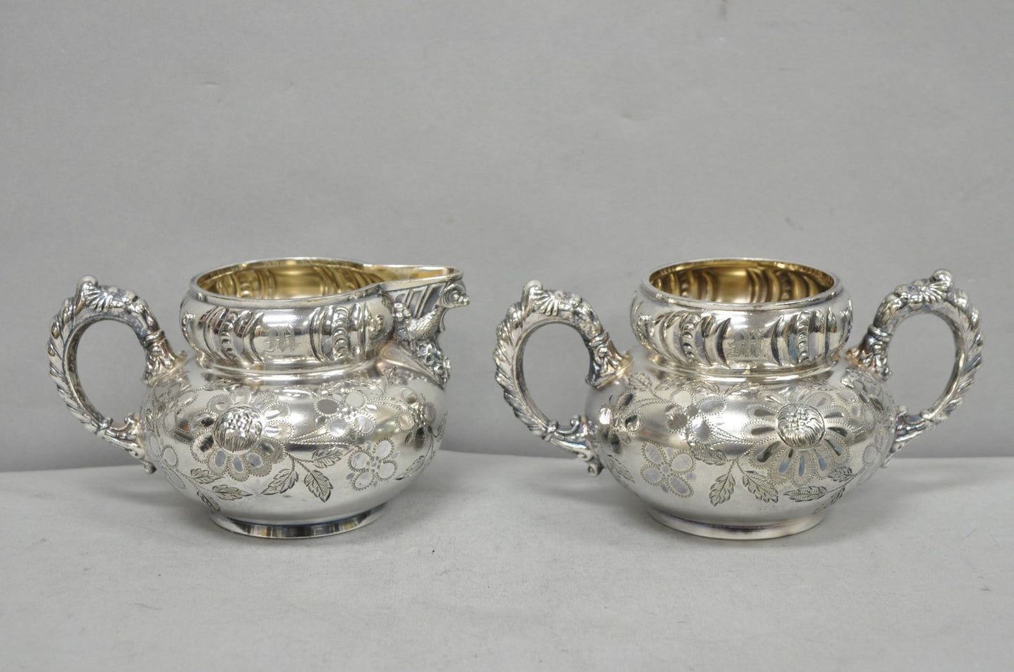 Antique Meriden B Co French Renaissance Silver Plated Figural Tea Set - 7 Pcs