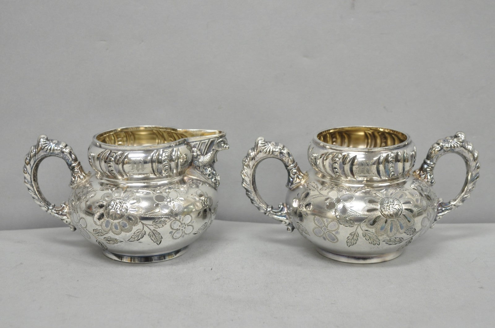 Antique Meriden B Co French Renaissance Silver Plated Figural Tea Set - 7 Pcs