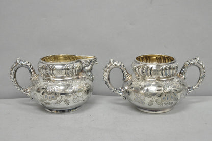 Antique Meriden B Co French Renaissance Silver Plated Figural Tea Set - 7 Pcs