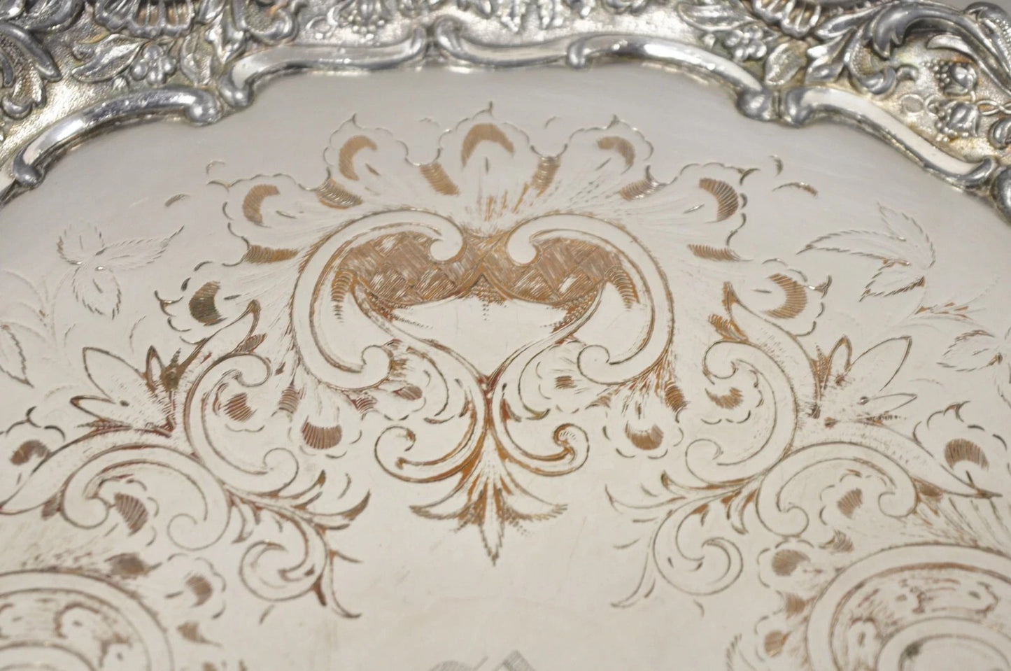 Antique Victorian Silver Plated 12" Round Award Platter Tray to Francis Biddle