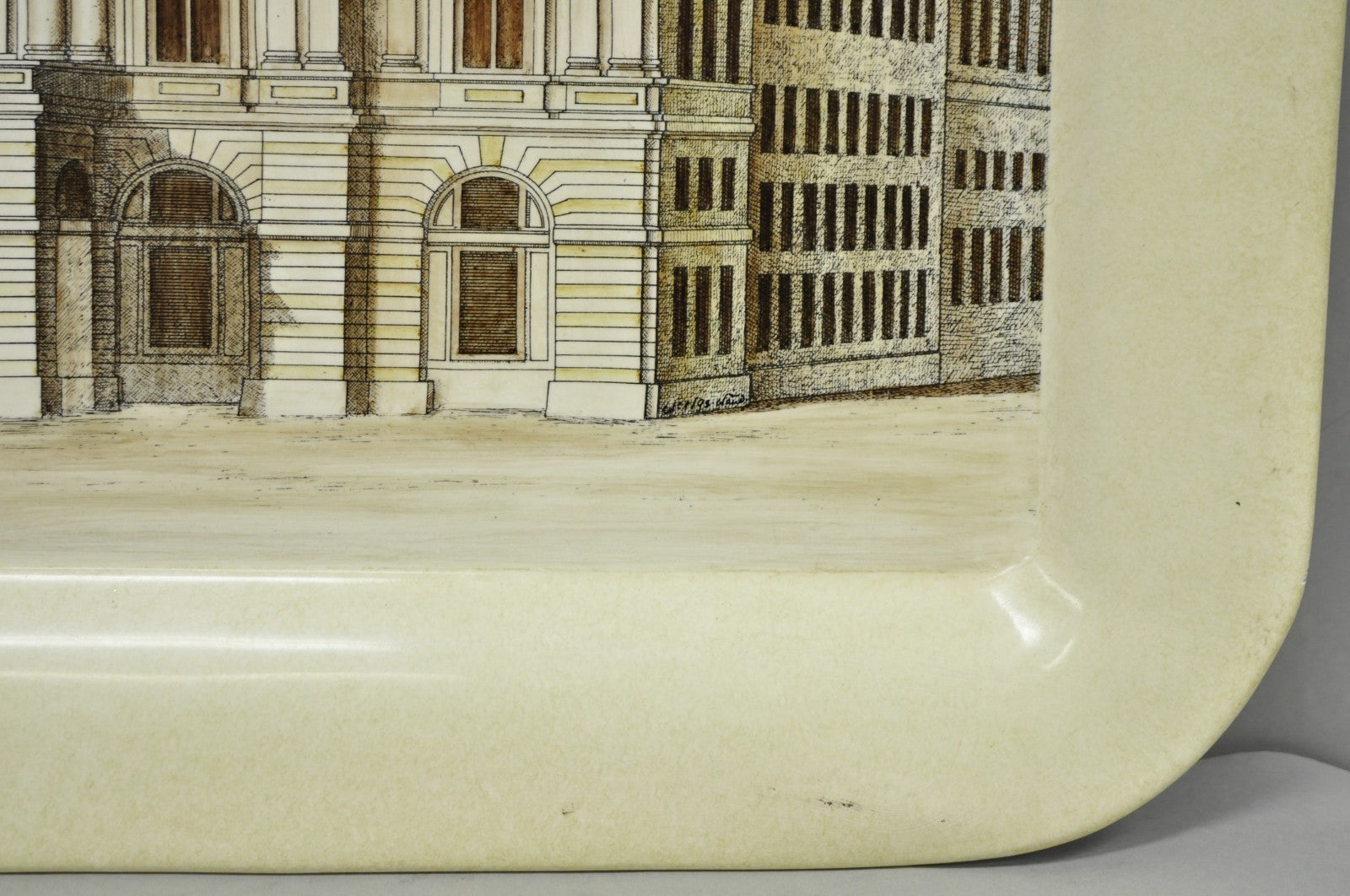 Vintage Fornasetti Milano Italy Italian Large Tole Metal Tray Piazza della Scala