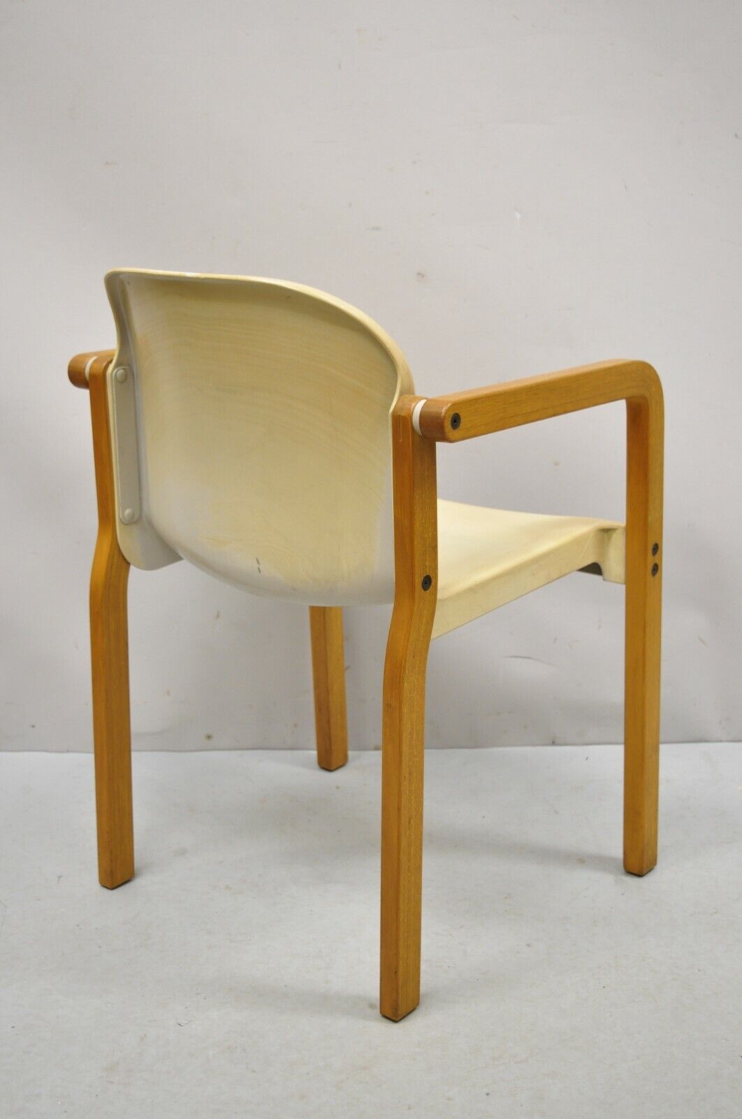 Gerd Lange Thonet Molded Plastic and Birch Wood Mid Century Modern Arm Chair