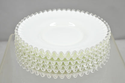Vintage Fenton Silver Crest 12" Milk Glass Ruffled Edge Plate Platter - Set of 6