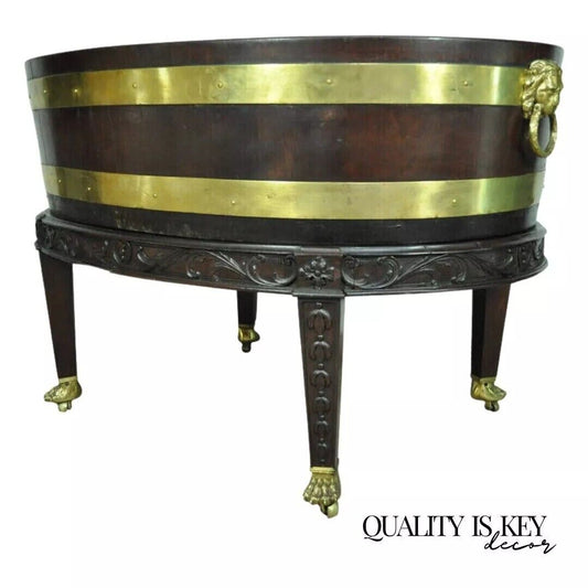 19th Century George III Style Mahogany and Brass Wine Cooler Cellarette on Stand