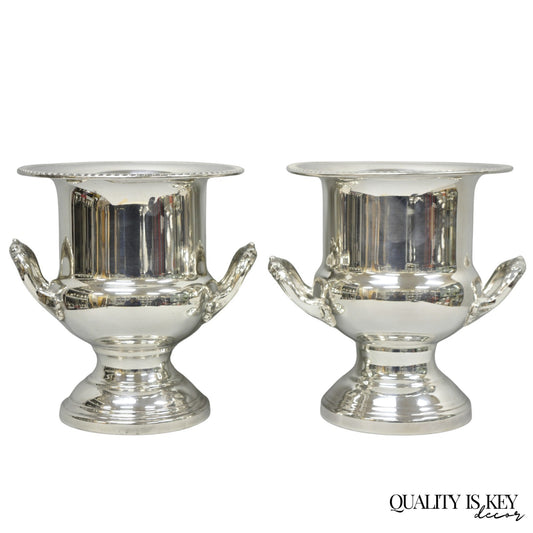 Vintage Leonard Silver Plated Trophy Cup Urn Champagne Chiller Ice Bucket, Pair